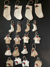 Primitive Lablanche Handmade Christmas Tree Decorations Bird house Bell Stocking