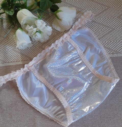 Silver shiny nylon tanga low - shiny,