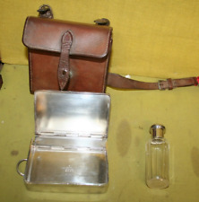 antique fox  hunting Canteen with leather case for saddle mounting