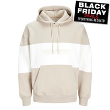 Jack & Jones Legacy Mens Hoodie Comfort Casual Hooded Sweatshirt Beige