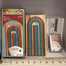 Pressman Solid Wood "Foldable Cribbage Board" & Sealed Playing Cards (New)