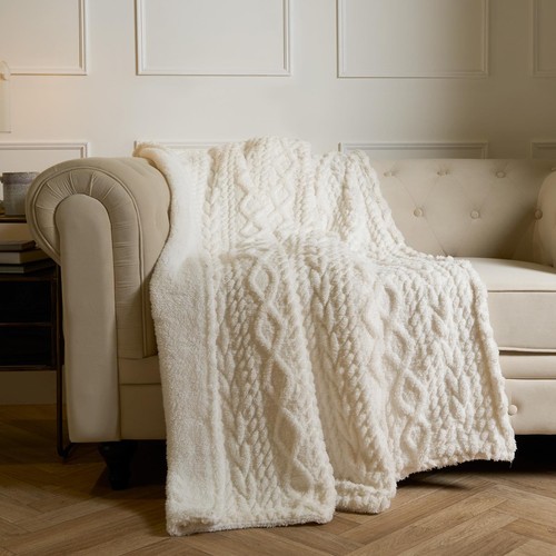 Knitted sherpa blanket - knitted,