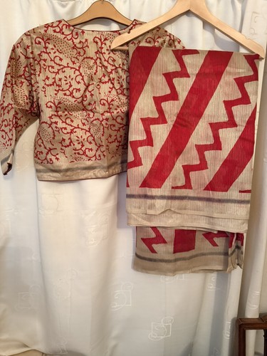 Silk blend beige with - ,