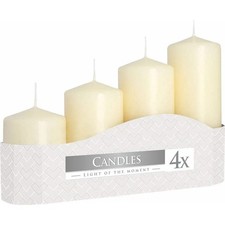 Pillar Candles - Pack of 4 - Red or Ivory - 3 Sizes - Decorative Candle Set