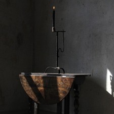 Antique 18th century primitive wrought iron peerman candle holder, rushlight,