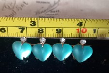 Vintage Edwardian Sweetheart Brooch Saphiret Style Opalescent Glass Stones Czech