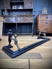 Antique Fireplace Fender – Iron & Brass Griffin Ends Victorian Hearth Guard