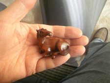 Hand Carved wood netsuke horse