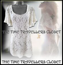 BNWT Kate Moss Rare Vintage Cream Corded Lace Flutter Dress Angel Sleeve UK10 38