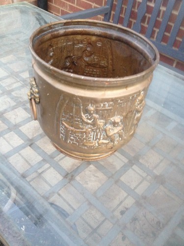 Vintage metal pot hammered