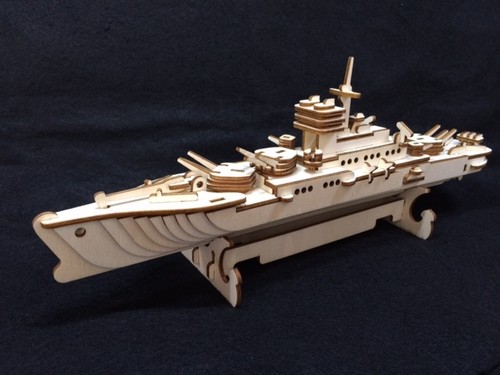 Laser cut wooden warship - wooden,