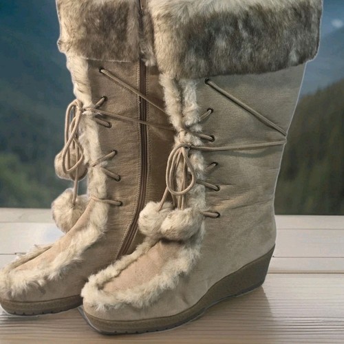 Womens tan boots faux - , fur