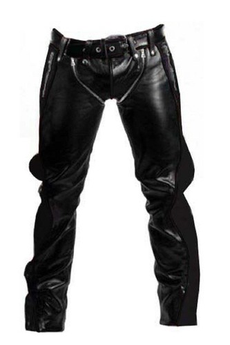 Mens black real - black, leather