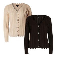 Karen Millen Scallop Edge Ribbed Cardigan