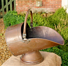 Copper helmet Coal log bucket scuttle Fireside Antique