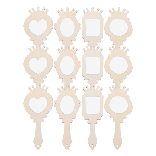 Pcs diy wooden mirror - wooden, small