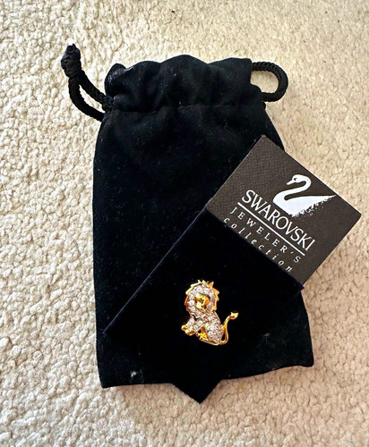Swarovski crystal lion brooch - swarovski,