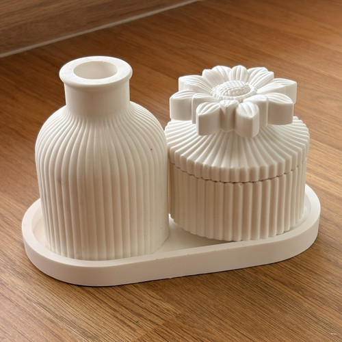 White ceramic flowers - white,