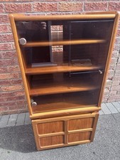 Nathan Furniture Vintage Retro Media Unit Stereo Unit Glass Door Lift Up Lid