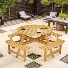 8-Person Outdoor Round Wooden