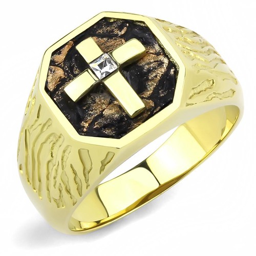 Mens gold cross - , ring