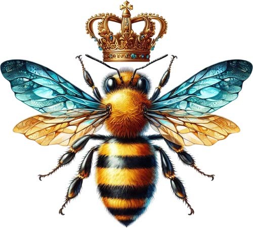 Colourful queen bee wall - bee, art