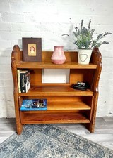 An Unusual Antique Pitch Pine Open Bookshelf Made From A Victorian Church Pew.