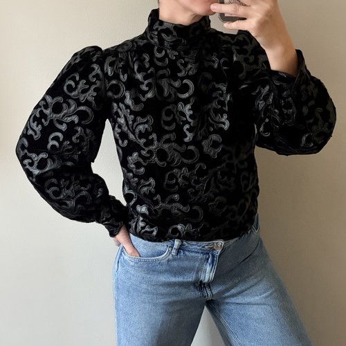 Zara black velvet embroidered - black,