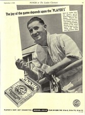 Original 1939 Advert for Players NAVY CUT Cigarettes Vintage Cricketer Print Ad
