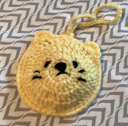 Crochet wristlet cat pouch - crochet,