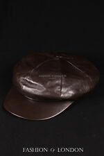 Brown GATSBY HAT Real Lambskin 100% Leather Cabbie Newsboy Bakerboy Golf Cap