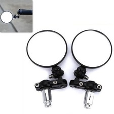 2 Pcs Black Motorcycle Handle Bar End 7/8" Side Rearview Round Round Mirrors