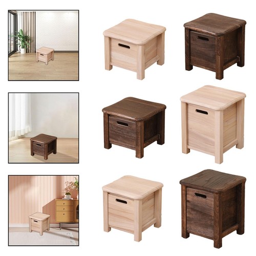 Wooden storage stool with - wooden,