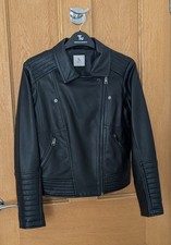 Tu Petite Black Faux Leather Biker Jacket Size 10  New Without Tags