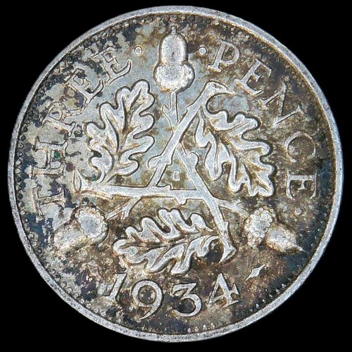 Silver threepences george v - threepences.,