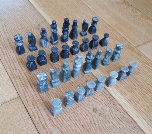 Vintage miniature stone chess - miniature,