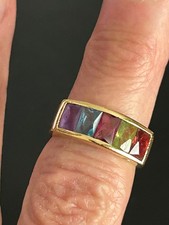H. STERN 18k GOLD RING with 5 Assorted Gemstones "Rainbow Collection" Size 7