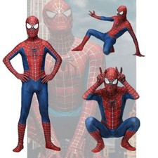 New Kids Adult Spiderman Tobey Maguire Cosplay Costume Jumpsuit Fancy Dress Gift