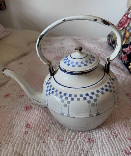 Antique white blue enamel - blue,