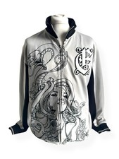 Ecko Unltd. Men's M Medusa Serpent Graphic Track Jacket White Black Vintage Y2K