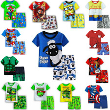 Kids Girls Boys Mario Shawn Sheeps Spiderman Pyjamas Short Sleeve T-Shirt Shorts