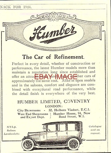 1924 advert humber saloon - 1924,