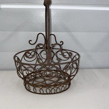 Vintage Wrought Iron Metal Fruit Plant Stand Basket Shabby Chic Victorian Style