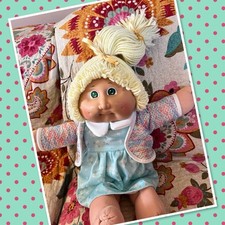 Beautiful Vintage Cabbage Patch Kids Girl Lemon Blonde Hair Green Eyes HM2 Doll