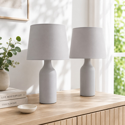 Pair grey ceramic table - of, 2