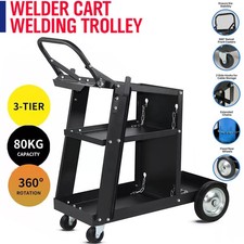 Welding Cart 3 Tier Trolley Chains Plasma Cutter Mig Arc Tig Welder 80kg Storage