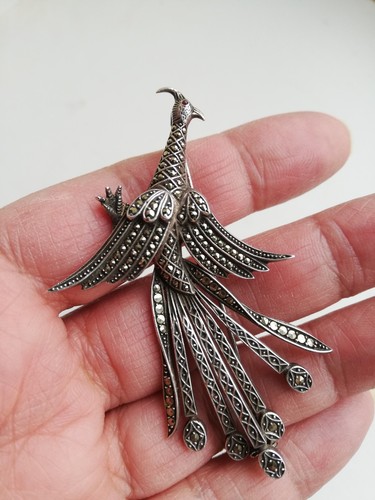 Vintage large silver marcasite - vintage,