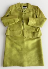 Oscar de la Renta Woman’s  Suit UK10/12 Lime Green Silk Blend Vintage Skirt Suit
