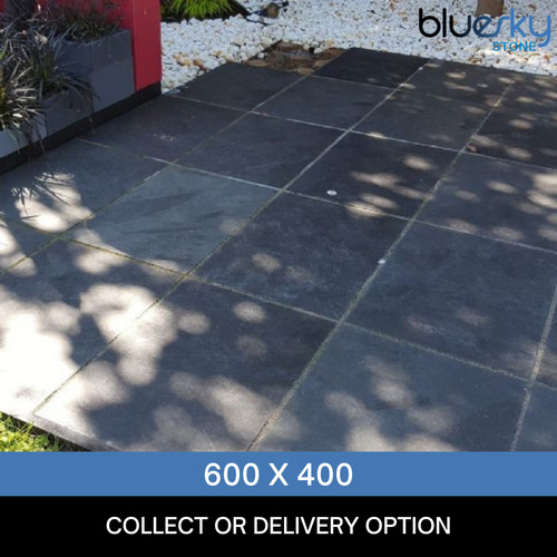 Black slate paving patio slabs - black,