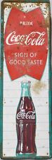 Coca Cola Advertising Sign Enamelled vintage 1950's 136cm x 43cm soda drink
